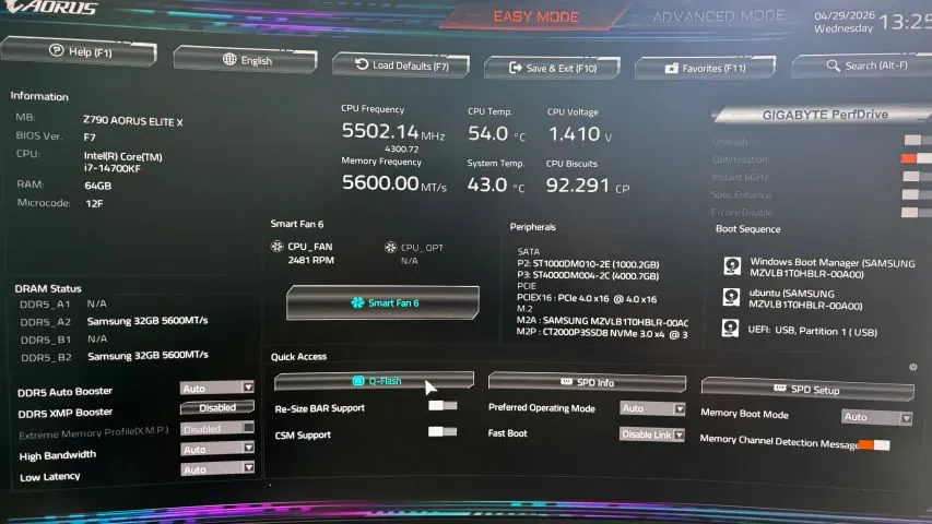 bios menu